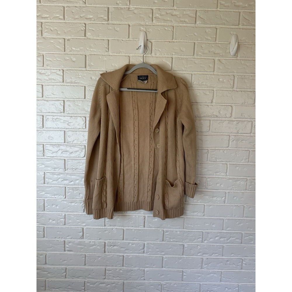Duet Women's Tan Vintage 70s Cardigan Sweater See Pic for Measurements & STAIN